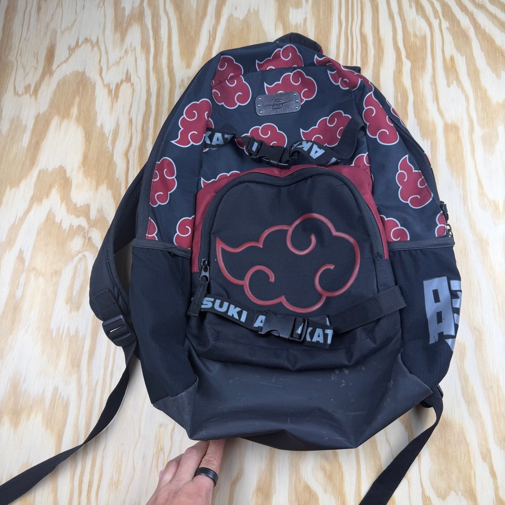 Naruto Shippuden Akatsuki Cloud Skate Backpack Bioworld Black Red Anime Bag